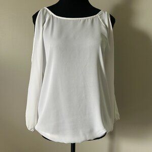 Sheer Cold Shoulder White Blouse
